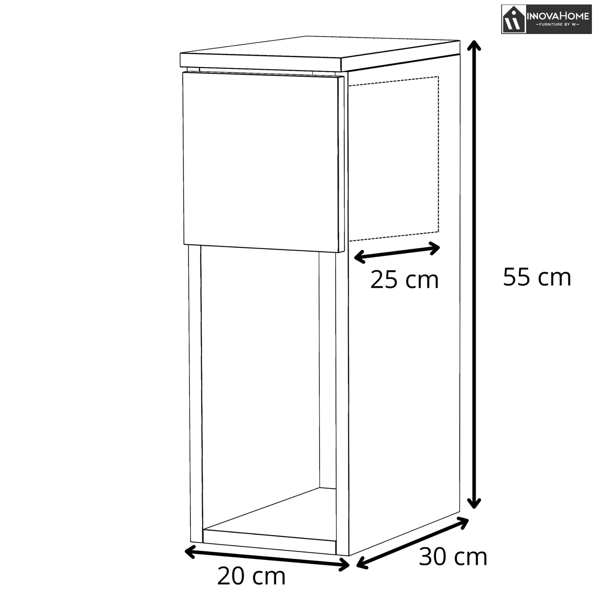 INNOVAHOME Wąska Szafka Nocna z Szufladą 20 cm - Biały Połysk