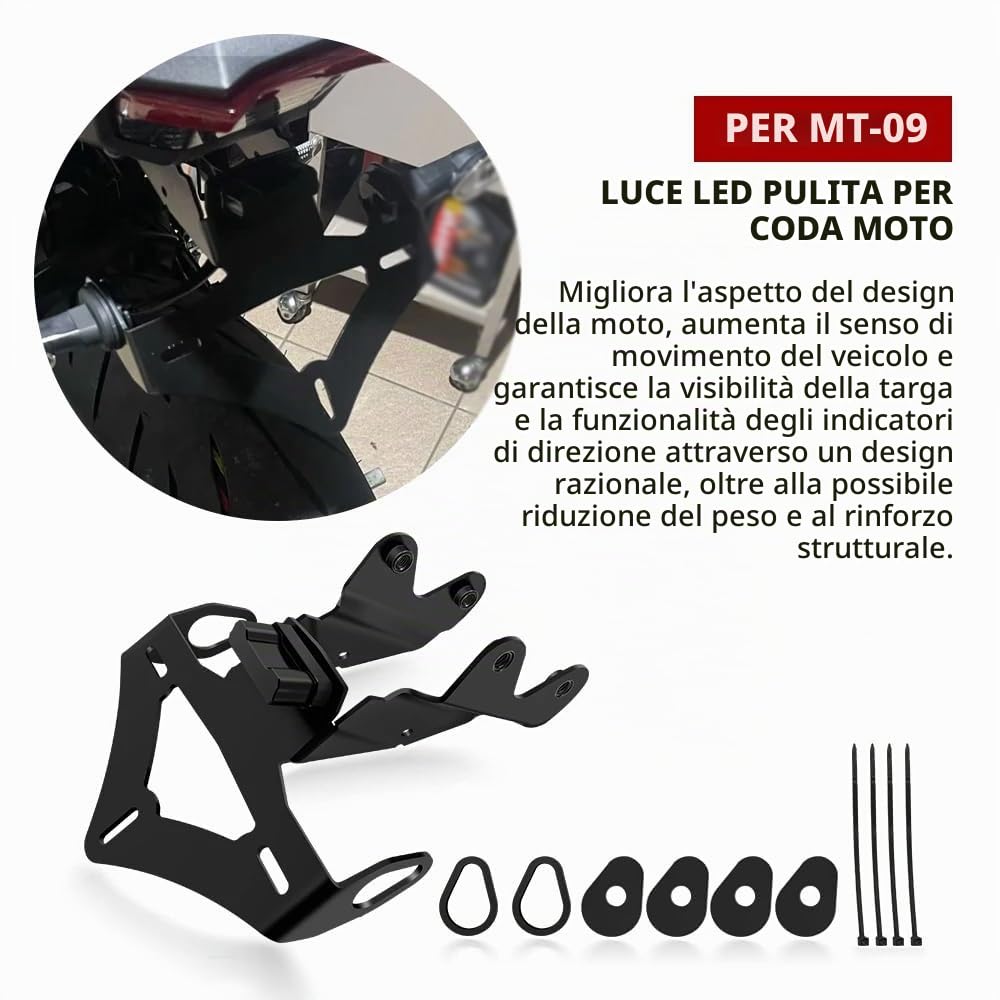 FOR MT-09 SP MT09 mt09 sp mt09 2024 2025 2026 Accessori Moto Parafango posteriore Staffa targa Targa Cremagliera Telaio Coda Organizer supporti per targhe supporti per targhe