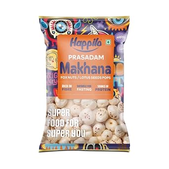 Happilo Lotus Seed Pop Makhana, Puffed Kernels, Healthy Low Calorie Gluten Free Vegan Snack