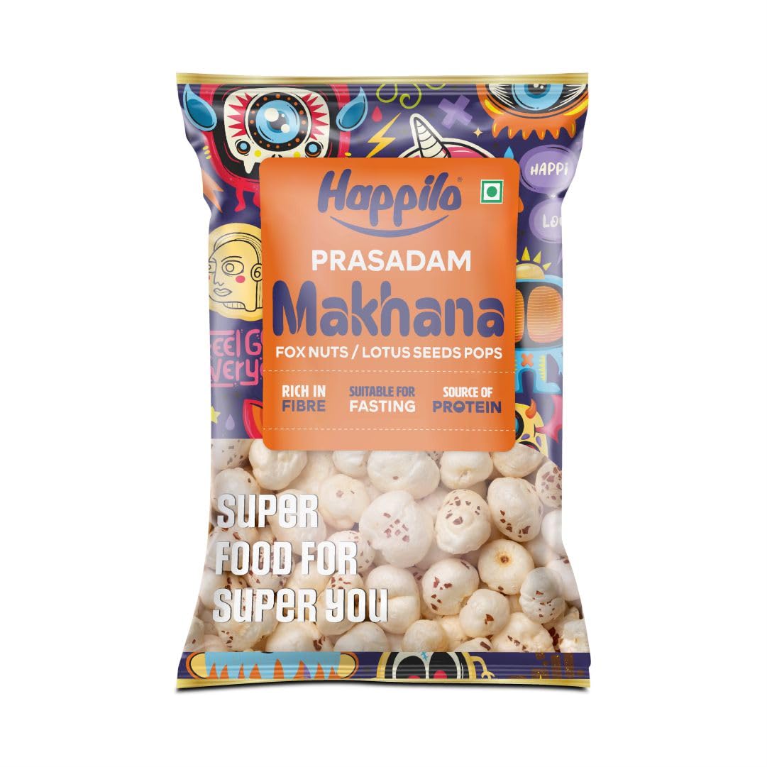 Happilo Premium Plain Prasadam Makhana 200g, Lotus Seed Pop/Gorgon Nut Puffed Kernels, Healthy Snack Low Calorie and Vegan-image-21