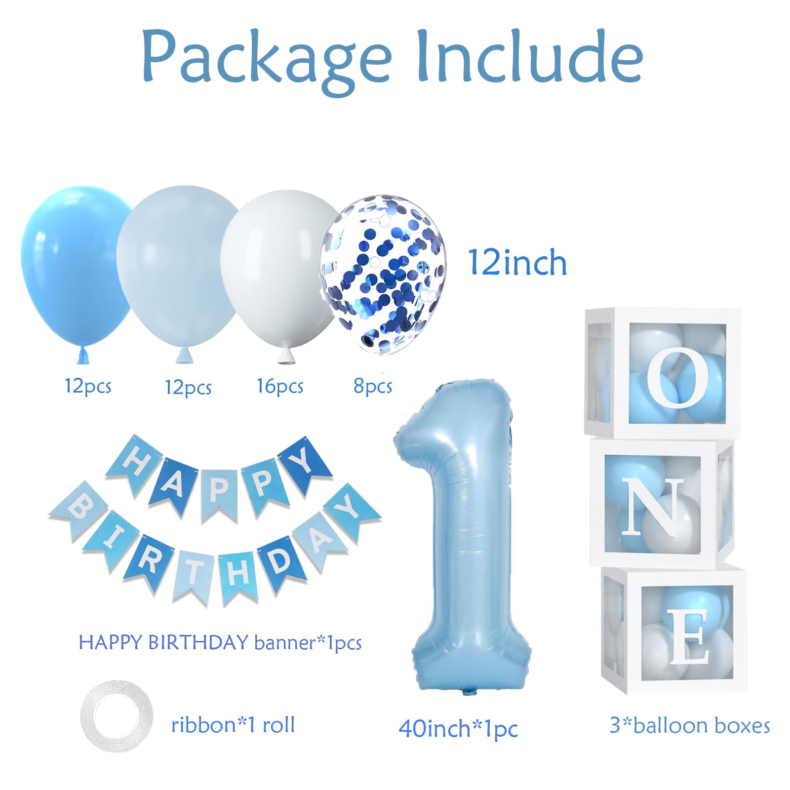 Amazon.co.jp: 男の子用1歳の誕生日デコレーション-40インチのブルーの