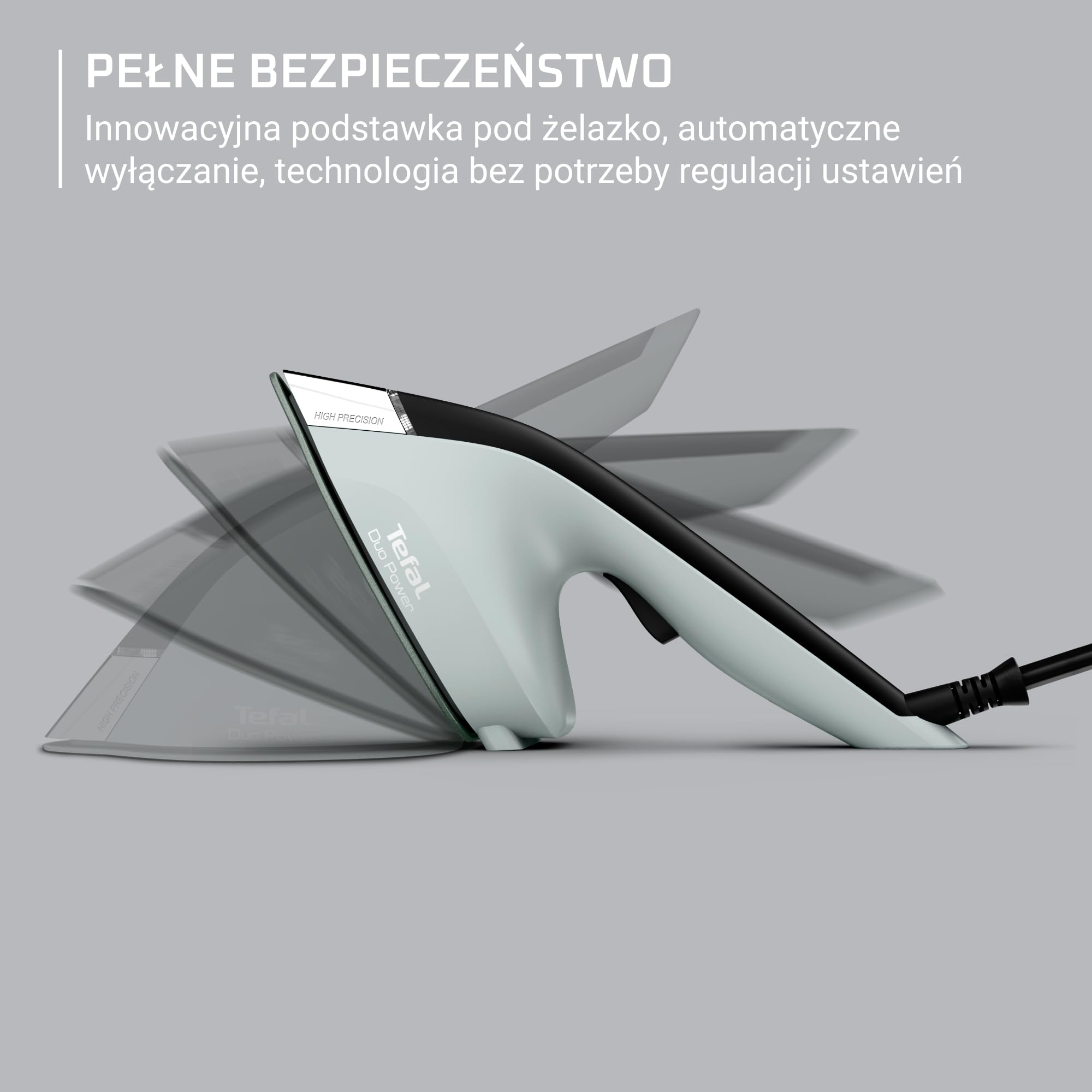 TEFAL JF4031E0 żelazko parowe Duo Power 2w1 żelazko i parownica, 1700W, stały strumień pary 25 g/min, uderzenie pary 100 g/min, czas nagrzewania 30s, ceramiczna stopa, mata do prasowania jasnozielony