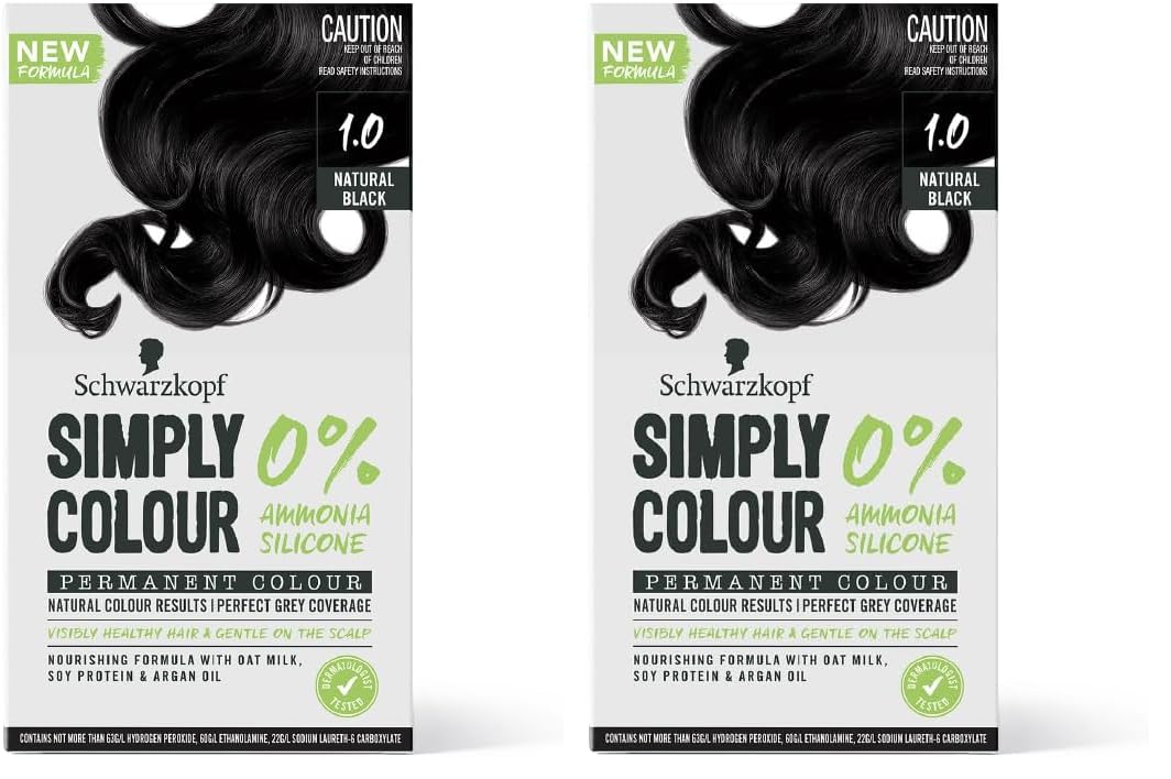 Schwarzkopf Simply Colour Permanent Hair Colour Gentle On Scalp, Upto 100% Grey Coverage, Dermatologist Tested Long-Lasting Nourishing Formula With Argan Oil,PPD & PTD Free, 1.00 Natural Black 142.5ml-image-5