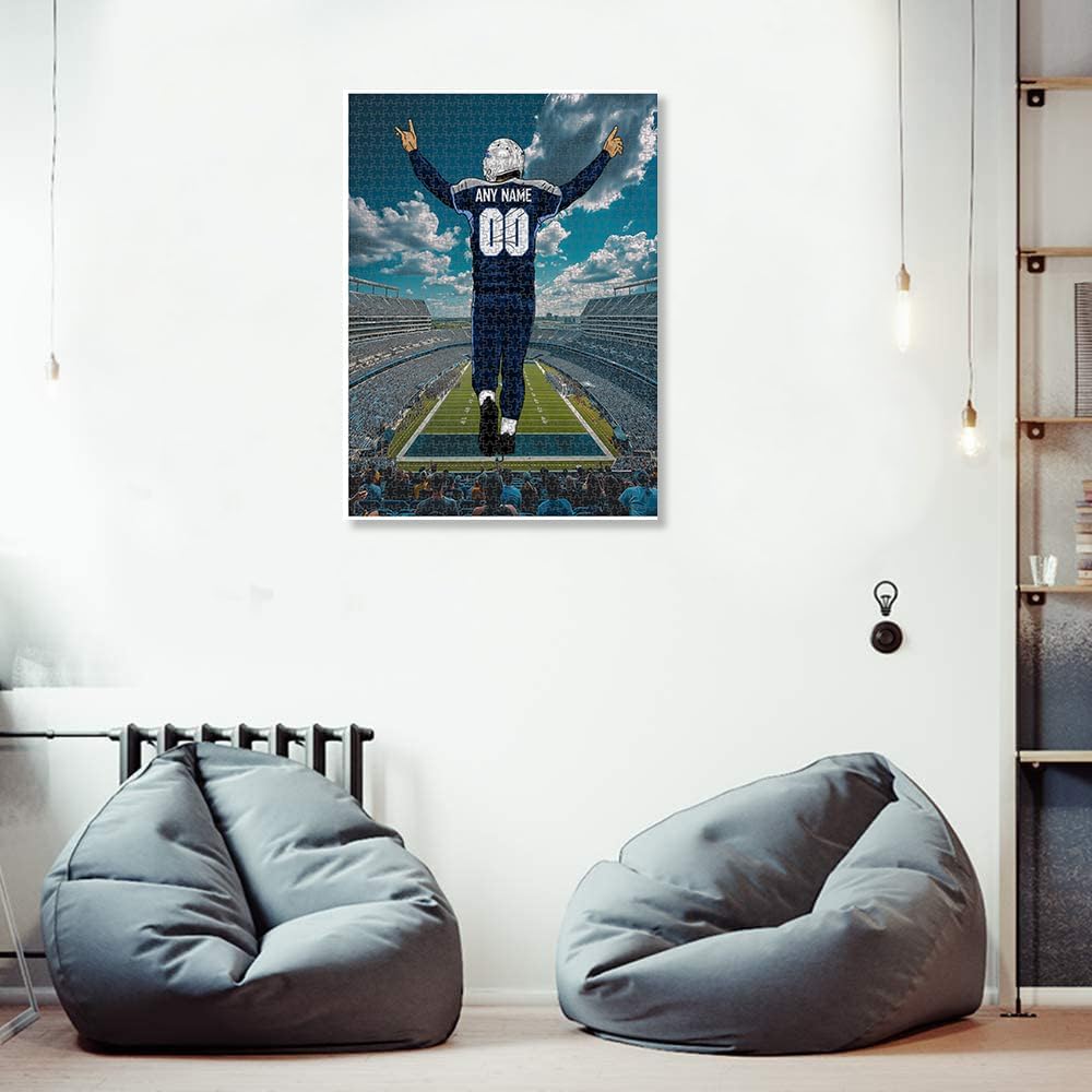 Wooden Jigsaw Puzzles for Adults - Customized Name and Number on (Tennessee) Football Player with Home Field Advantage - 300 500 1000PCS Puzzles Game