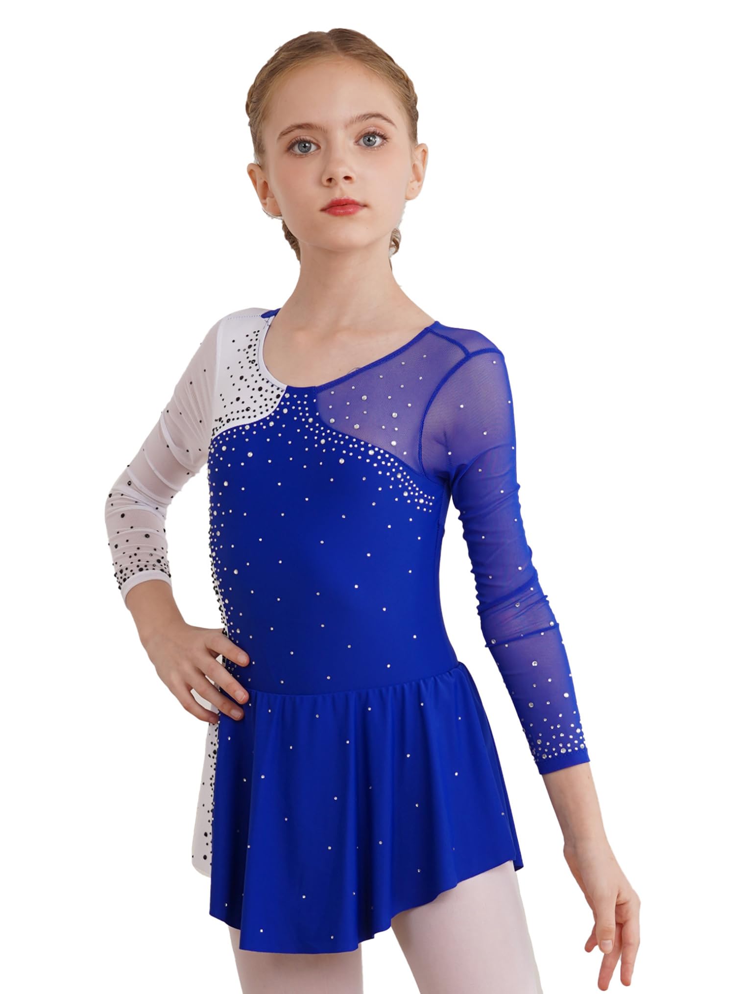 Freebily Vestido de Danza para Niña Maillot de Manga Larga con Brillante Leotardo Gimnasia Rítmica Maillot de Patinaje Competición Traje de Baile — view 12