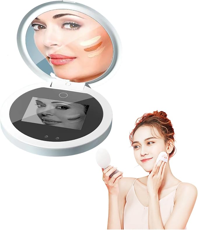 Travel Compact Mirror with UV Camera for Sunscreen Test, 3.