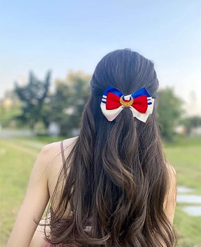 Miniatura 3 de Moños para el pelo de luna, accesorios para el cabello con lazo grande, pinzas para el pelo, pajarita, varita de explorador de luna, lazos de anime
