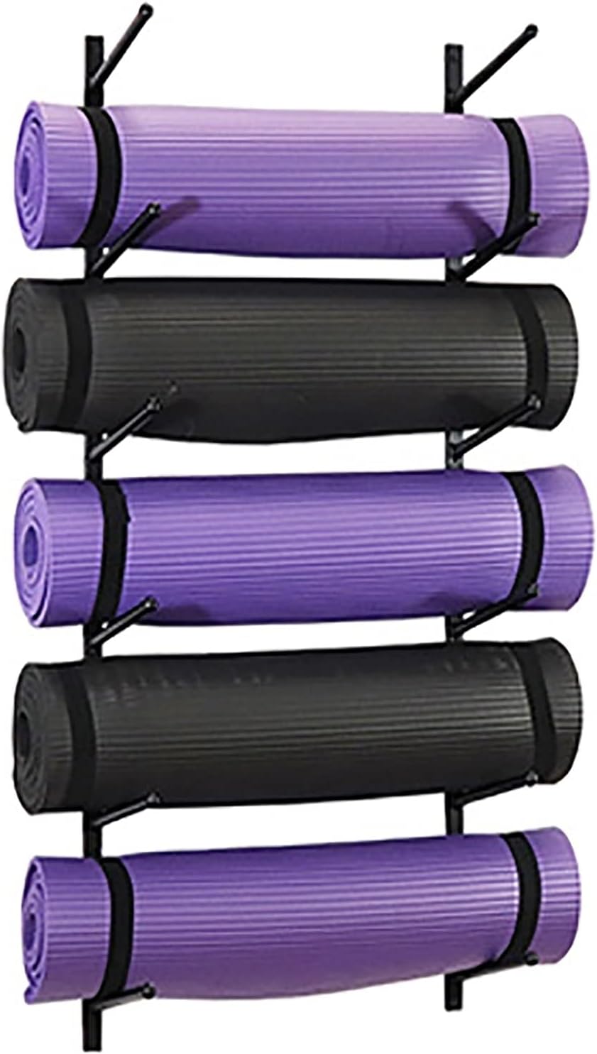 Amazon.co.jp ホーム/ジム 壁掛けヨガマットラック、メタルフォームローラーとタオルラック収納オーガナイザー、吊り下げヨガマット