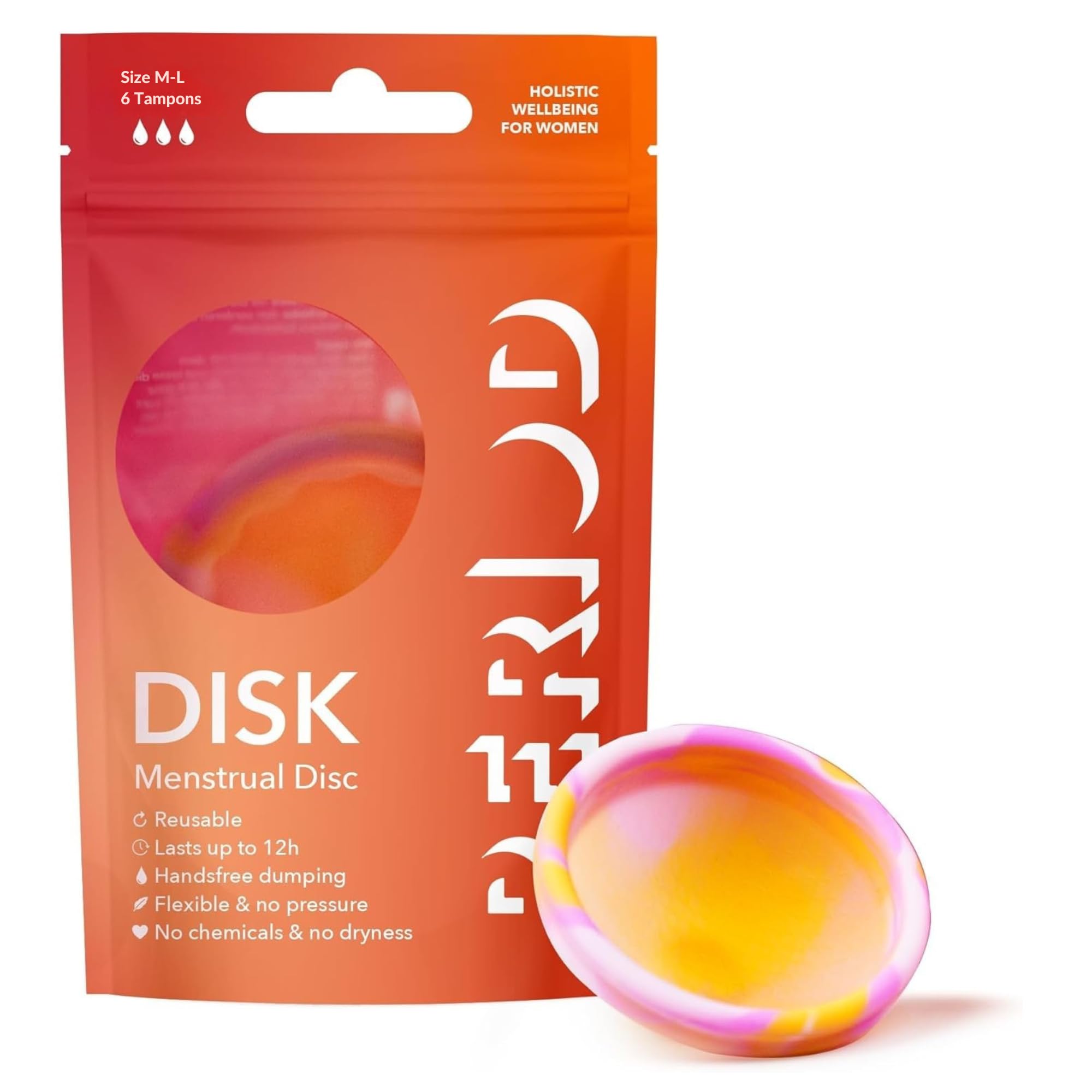 PERIOD Dysk menstruacyjny wielokrotnego użytku – krążek menstruacyjny z platynowego silikonu medycznego, z funkcją automatycznego opróżniania, wygodny do wszystkich faz menstruacji, M/L