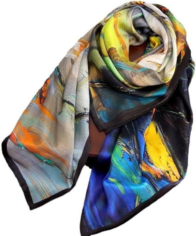 Scarf Thick Large Square Handmade Curling Silk Women Autumn Winter Shawl Satin Hair Fashion for Womens