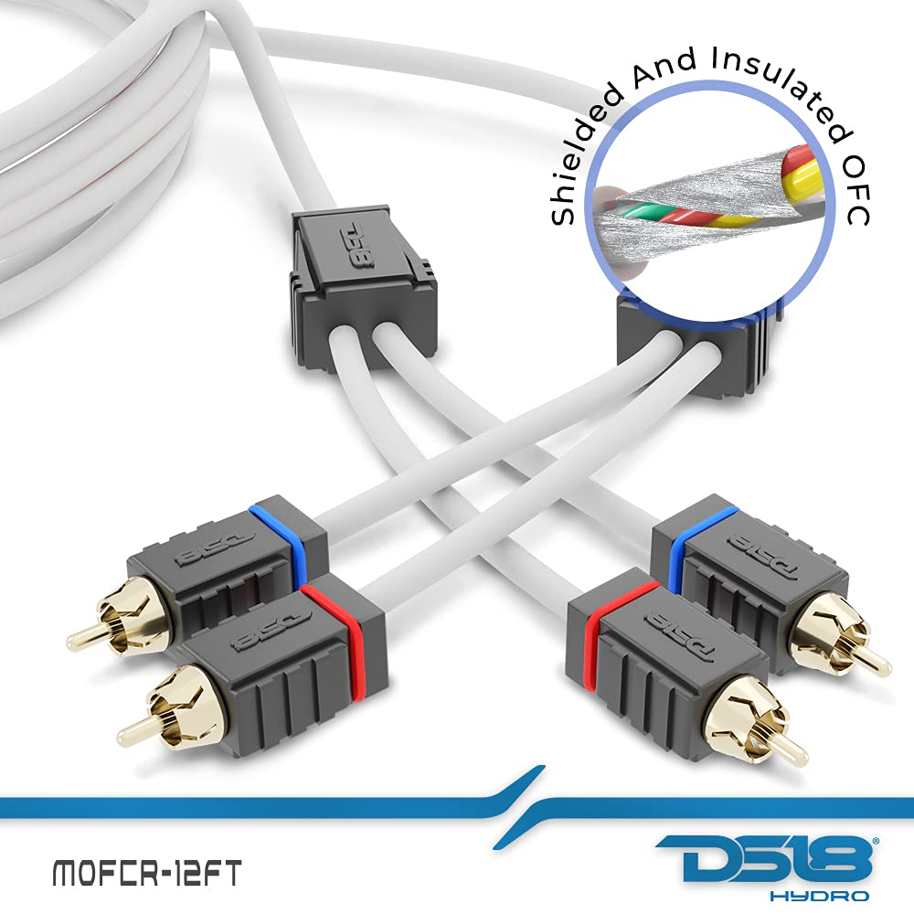 DS18 MOFCR-12FT 2 Channels OFC Marine RCA Audio Stereo Cable - 12 Feet