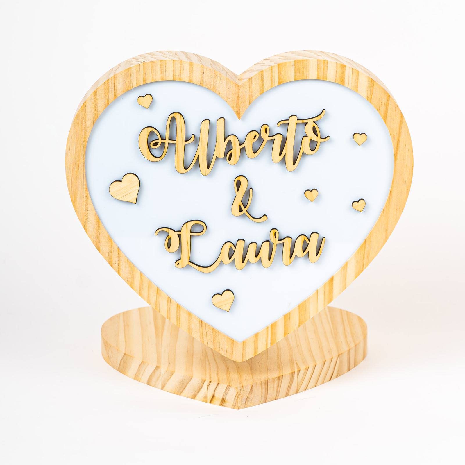 Genérico [ PINE & KIDS ] Lámpara Corazón personalizada con fondo de estrellas. (Dos nombres)