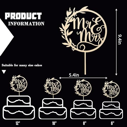 Miniatura 2 de Mr & Mrs - Decoración para tartas de compromiso y despedida de soltera, decoración de madera para novios