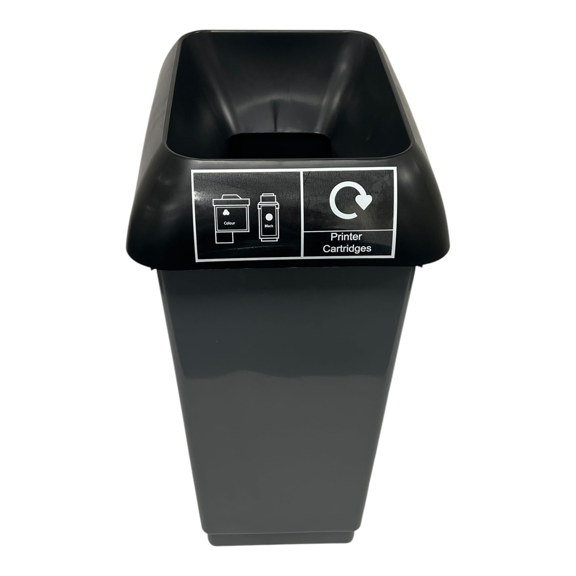 50 Litre Recycling Waste Bin With Lid & Logo Sticker Included (Black Lid & Printer Cartridge Logo) — image 1