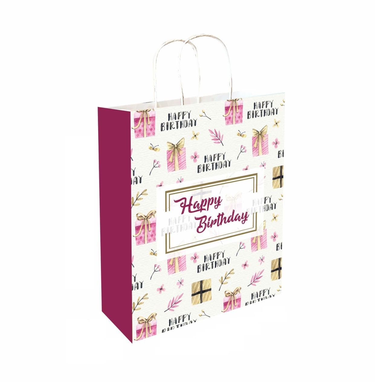 Omnipresent Pack 90 Gsm Happy Birthday Printed Paper Gift Bags, Set Of 12, Ideal For Birthday Return Gifts, Birthday Party, & Gifting Birthday Presents (Size: 11.4X9.4X4.7 Inch),Cream (B0CVV12C7V) Amazon Price History, Amazon Price Tracker