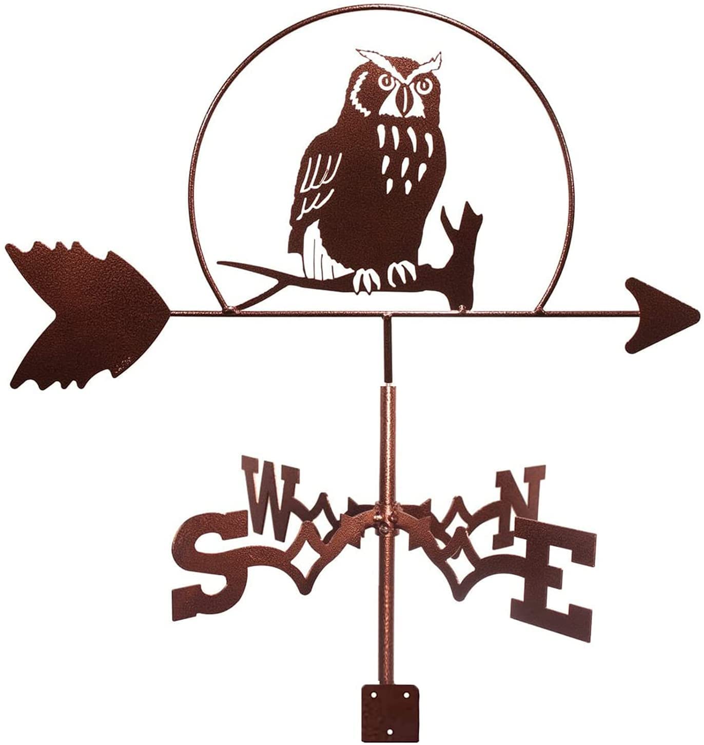 WIQUYBML wind vane Weathervane,Metal Weather Vane Owl Weathervane Garden Stainless Steel Wind Direction Indicator for Outdoor Iron Roof Yard Decoration (F)