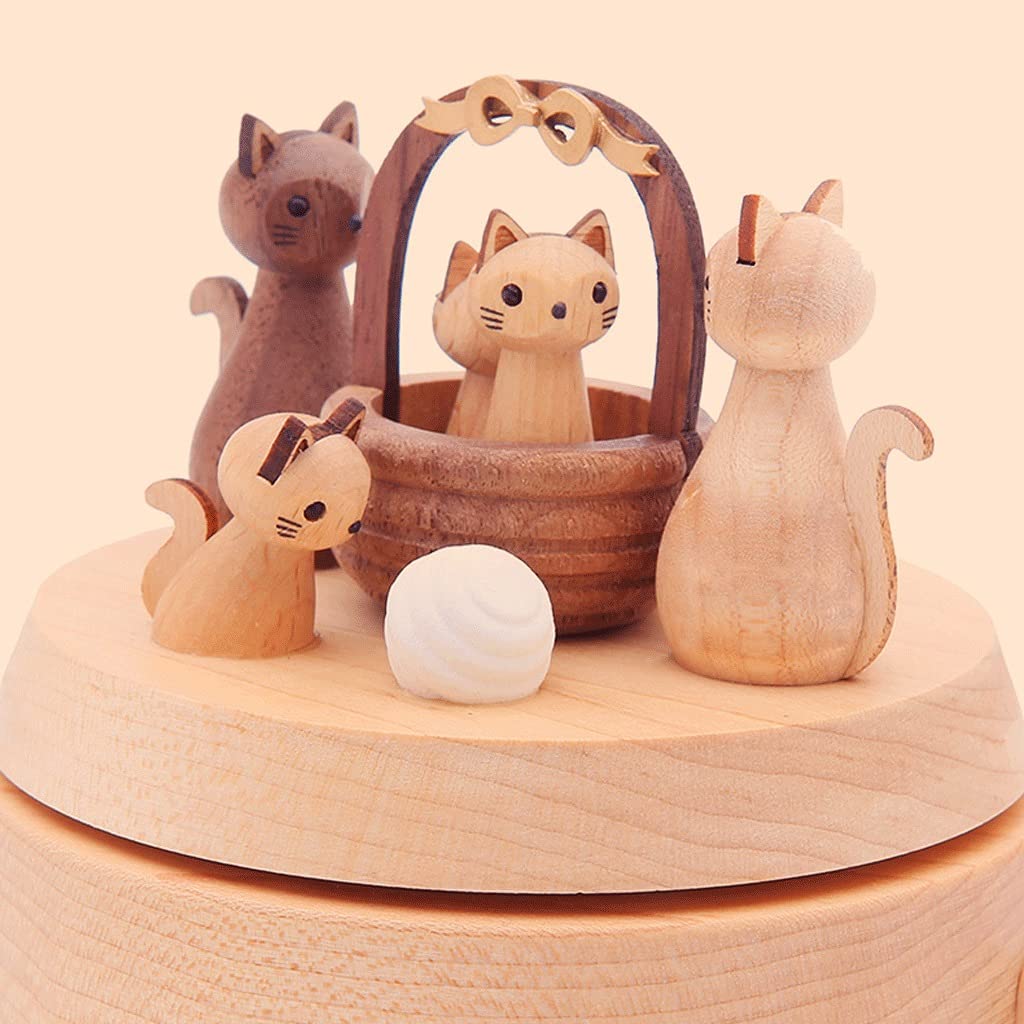 Spieluhr Spieluhren Hölzerne Musikbox Rotierende Musical Box Kreative Katze Music Boxs Geeignet für Freunde Paare Geburtstag Weihnachten Valentinstag Einzugsgeschenk