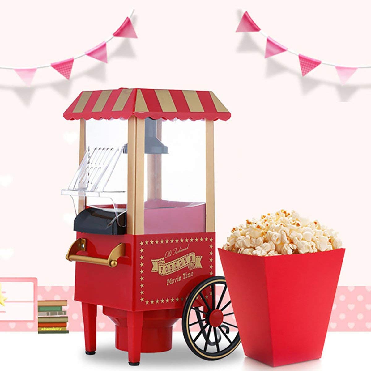 Macchina per Popcorn Stile retrò Mini Macchina Portatile per Zucchero Filato per Uso Domestico Macchina Semplice ed Elegante Rossa 220-240V