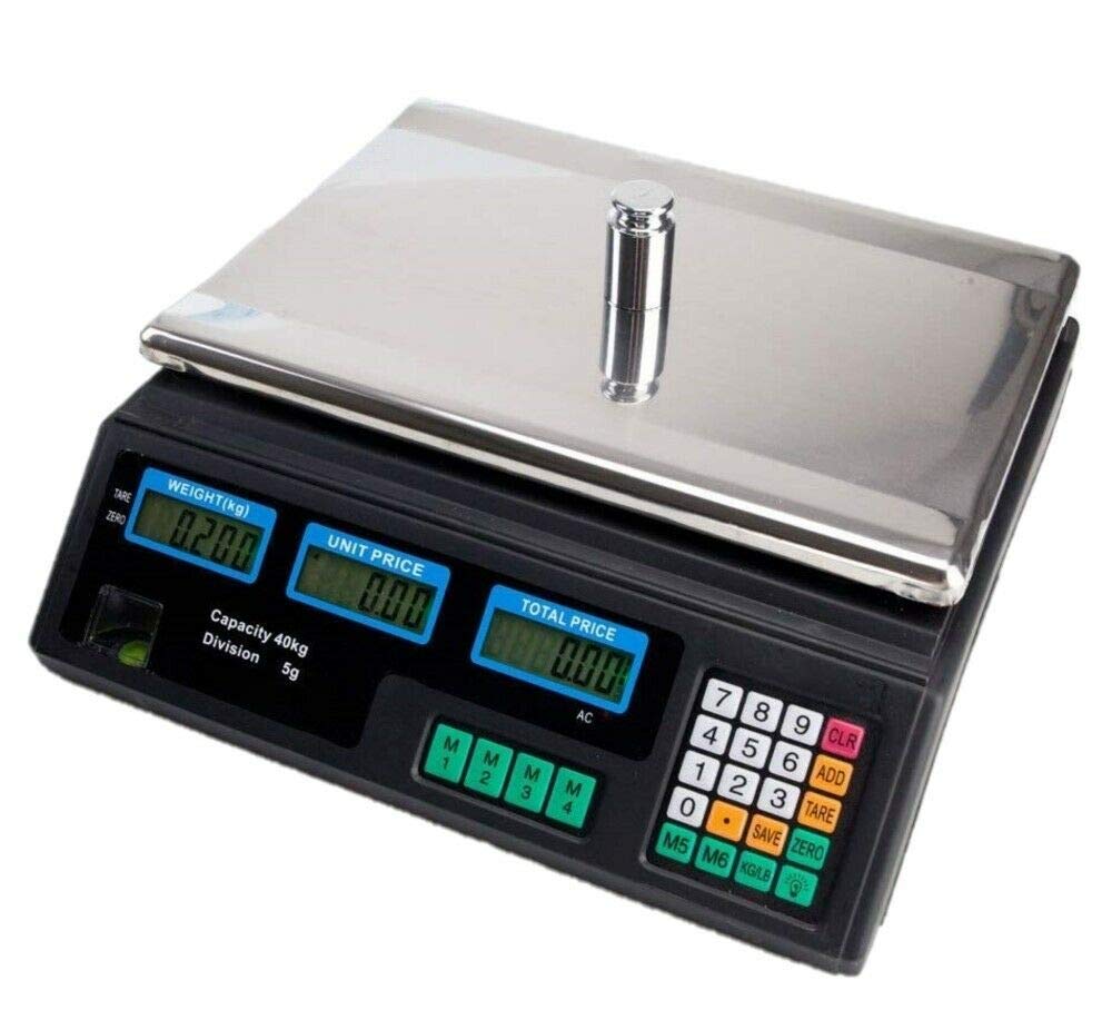 Maxell Power BASCULA BALANZA Comercial para Pesar Fruta VERDURA Peso 40KG Suma BATERIA Y 220V