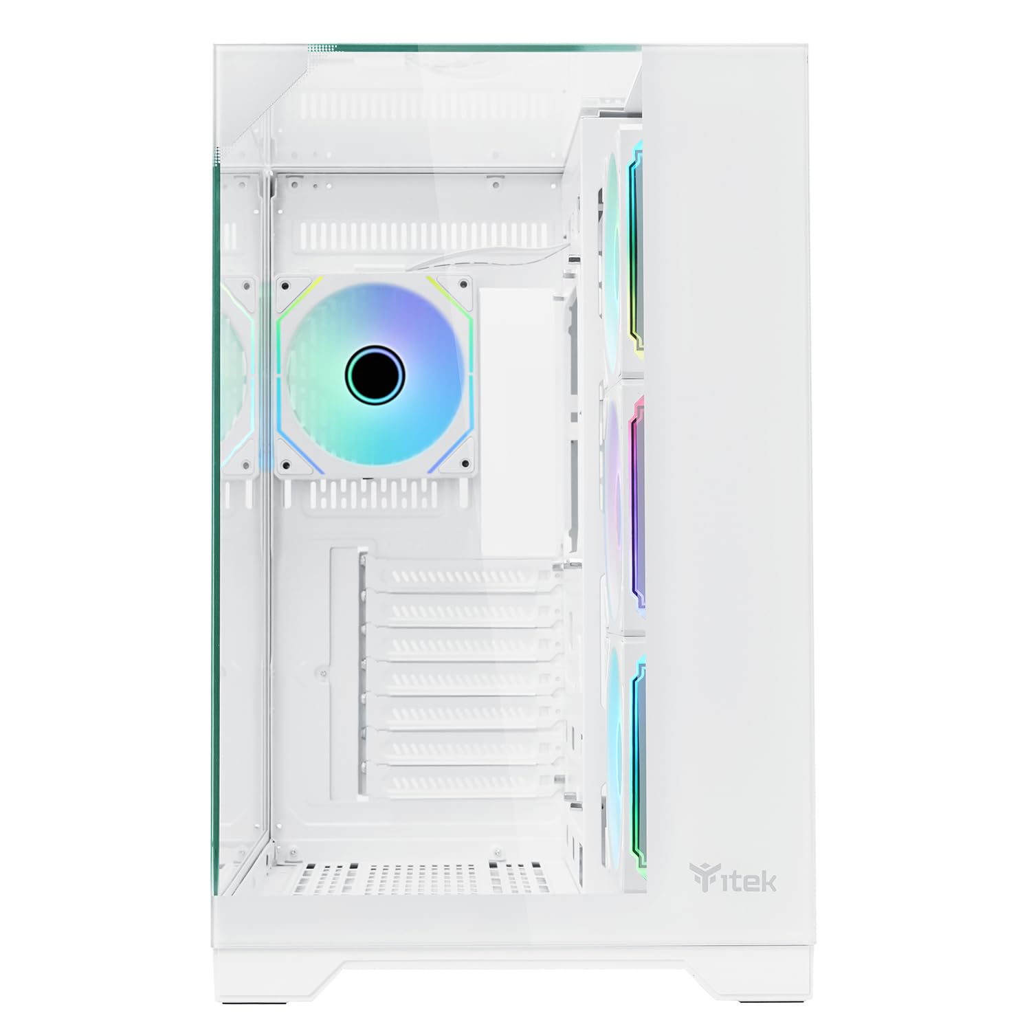 Itek Case Dark Cave Pano - Gaming Tower ATX - 4x12cm ARGB Fan - 2xUSB3 - Type-C - Parete Laterale, Frontale e Superiore in Vetro Temperato - White Edition
