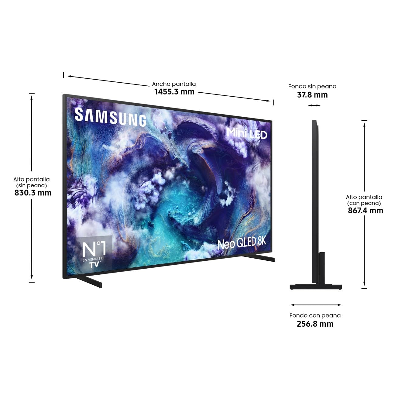 Samsung TV 65 Pulgadas Neo QLED QN900F 8K Mini LED Smart TV con Vision AI, Pantalla sin Reflejos con Glare Free y Motion Xcelerator 165Hz