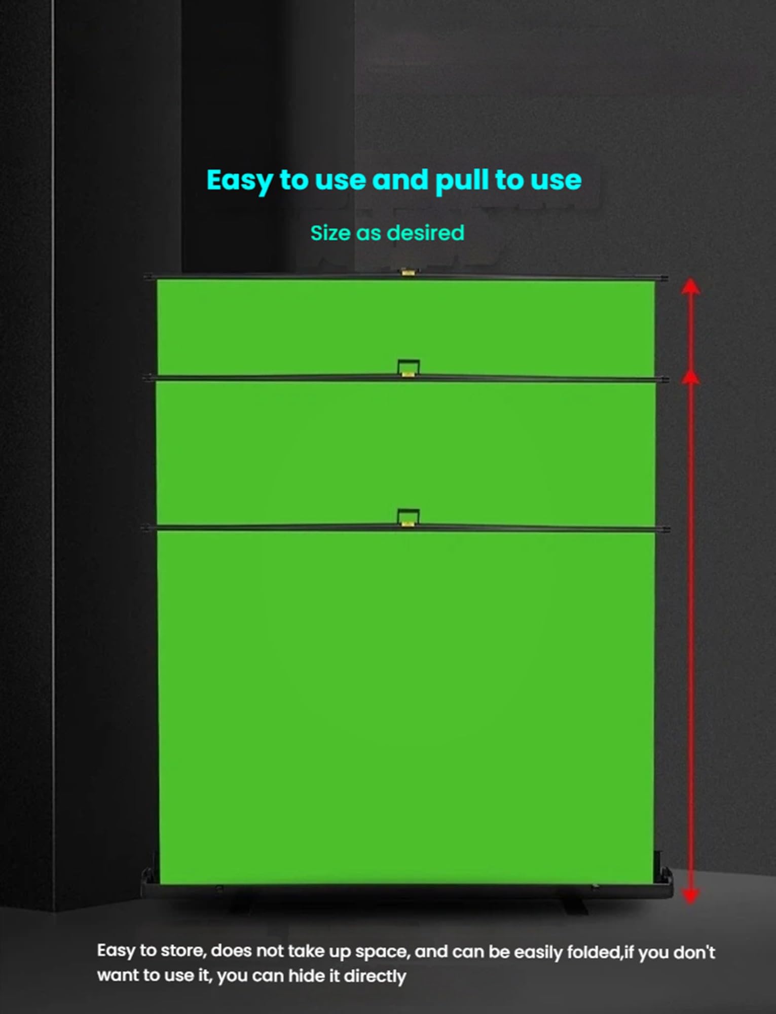 Sfondo fotografico pieghevole portatile con supporto, schermo verde per fotografia professionale e produzione video