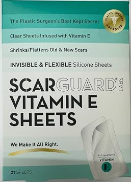 ScarGuard Scarsheet Nearly Invisible Silicone Scar Sheets, 21 Count