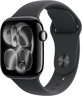 Apple Watch Series 11 [GPS 42 mm] Montre connectée avec boîtier Obsidienne et Bracelet Sport Noir. Score de Sommeil, Moniteur d’activité, Suivi de la santé, écran Toujours activé