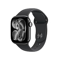 Apple Watch Series 11 GPS + Cellular, Cassa 42 mm in alluminio Jet Black con Cinturino Sport nero – S, M