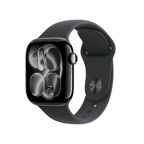 Apple Watch Series 11 GPS 42 mm Smartwatch mit Aluminiumgehäuse in Diamantschwarz und Sportarmband in Schwarz (S/M). Schlafindex, Fitnesstracker, Gesundheitstracking, Always-On Display, Wasserschutz - S/M - 42 mm Gehäuse - Diamantschwarz/Schwarz