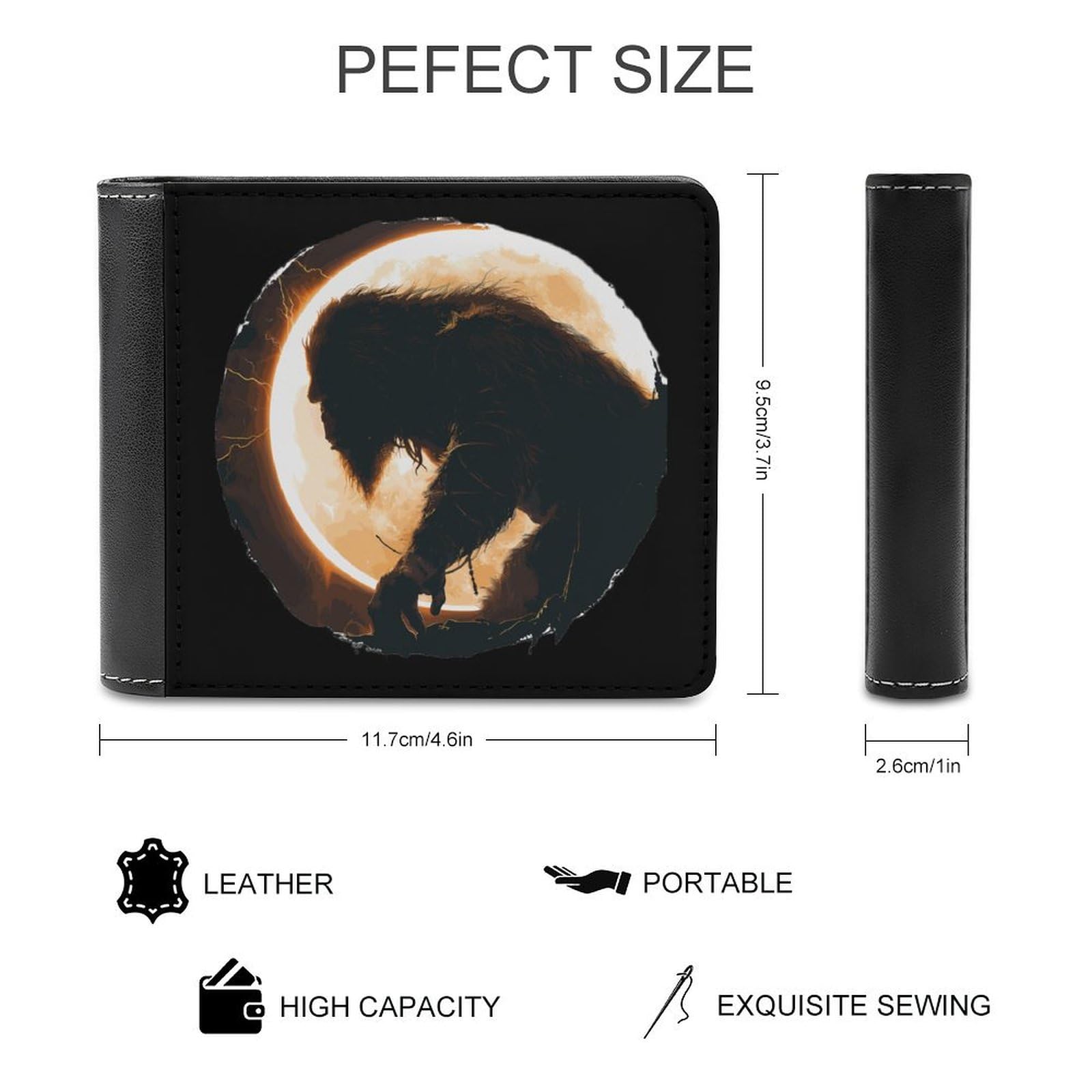 Bigfoot Total Solar Eclipse Funny Billfold Wallet Credit Card Holder Slim Passcase Pouch Purse for Men Women