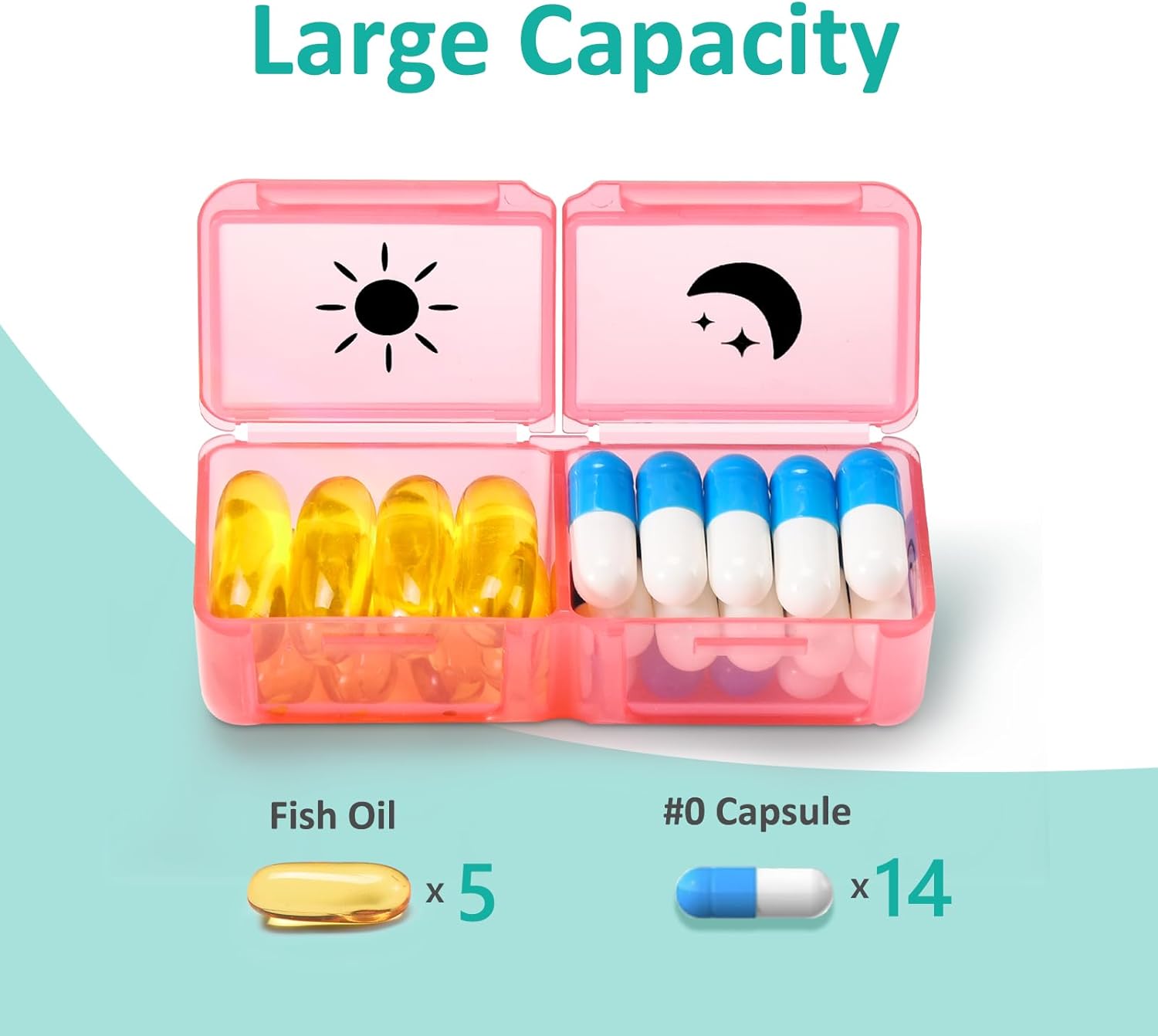 Fullicon Monthly Pill Organizer 2 Times a Day, 30 Day AM PM Pill Box with 32 Large Removable Cases, Medicine & Vitamin Storage for Travel & Home (Rainbow White)