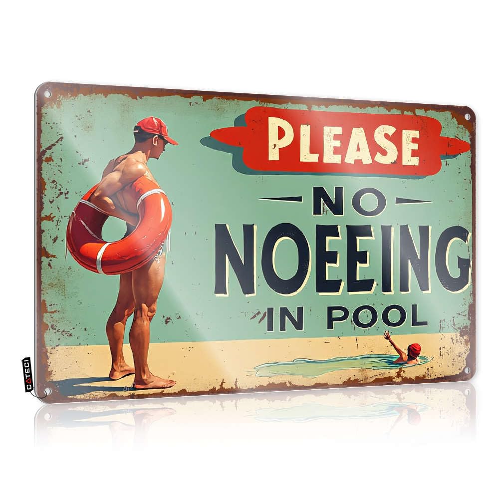 Fzfn Men's Colour Please No Peeing In Pool Camper Decor Patriotic - Matal Sign Ideas Vintage Wall Art(30X40cm)