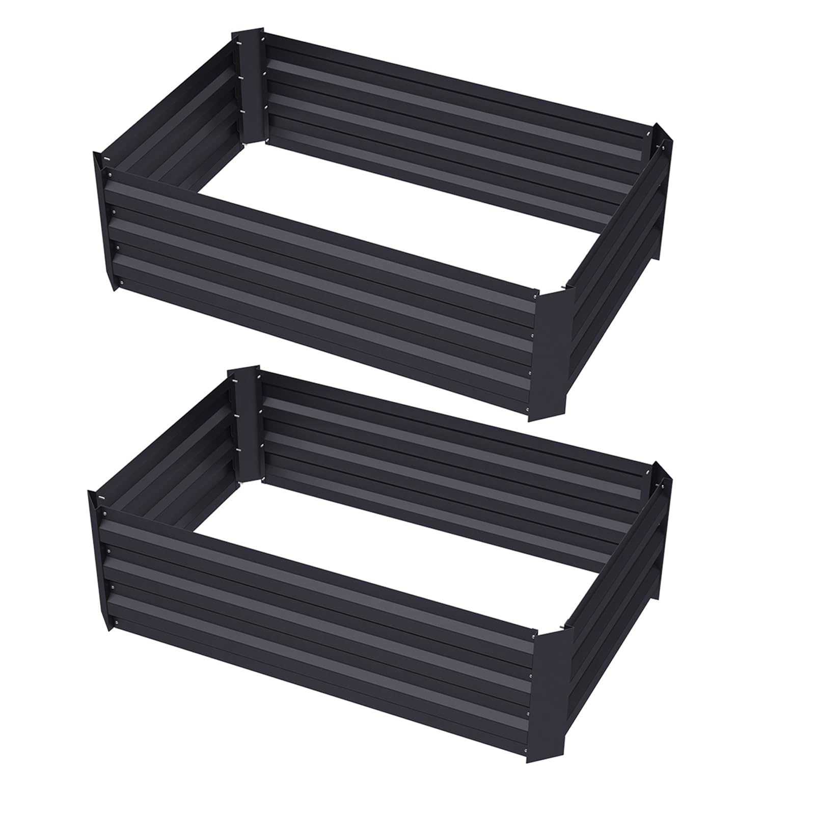 DKIEI 2 Packs Raised Beds Garden Raised Planters, 100x60x30cm Galvanised Steel Powder Coated Metal Raised Garden Kit for Plants Vegetables Flowers & Herbs Growing, Bottomless Planter Black