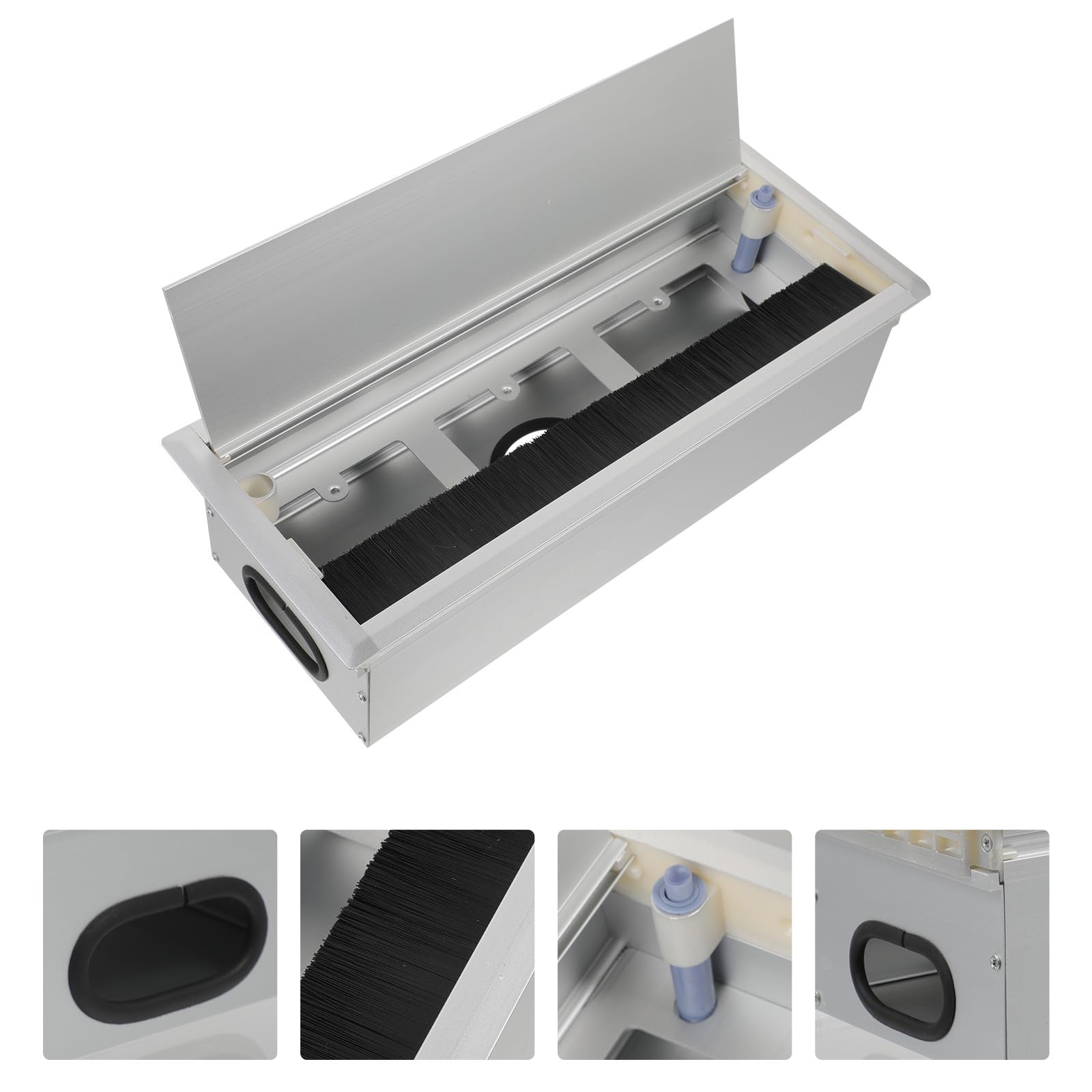 Ipetboom Rechteckige Kabelbox aus Aluminium mit Kabelführung 120X300mm Kabelorganisator für Schreibtisch Büro und Zuhause Aufbewahrungsbox