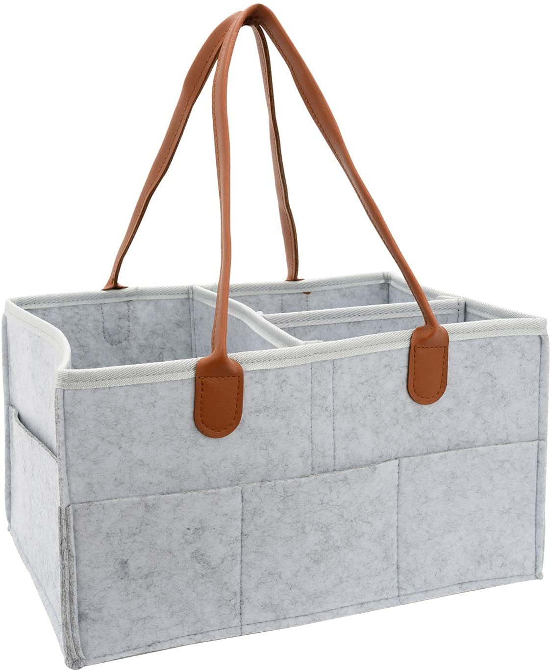 Nnewvante Baby Diaper Caddy Organizer， Baby Gift Basket for Car/Bedroom/Travel, Nursery Storage bin for Storing Diapers and Other Baby Products Nunaya (Grey)