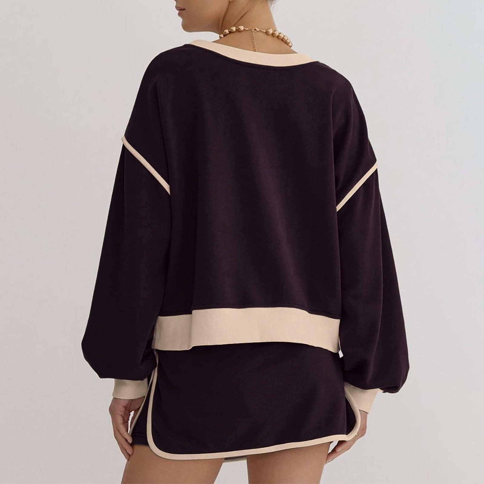 Conjunto de Dos Piezas para Mujer Chándal Casual con Sudadera y Falda de Tiro Coordinado Deportivo