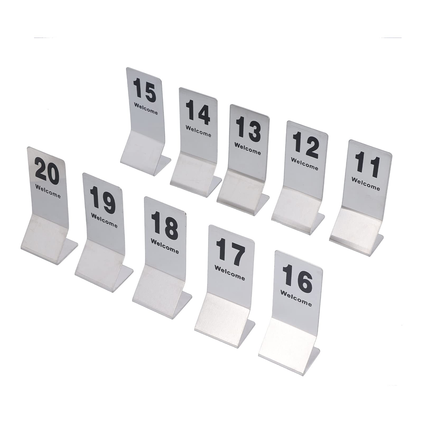10 Pezzi Numeri Carte da Tavolo in Acciaio Inossidabile, 11-20 Doppio Lato Numeri Tabella Numeri da Tavolo Ristorante Biglietto per Matrimoni per Eventi, Banchetti, Servizio di Ristorazione(11-20)