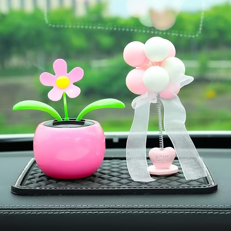Pink Solar Powered Dancing Swinging Flower Car Ornament Home Office Decor,Funny Gift for Friends Solar Power Kits 4.72