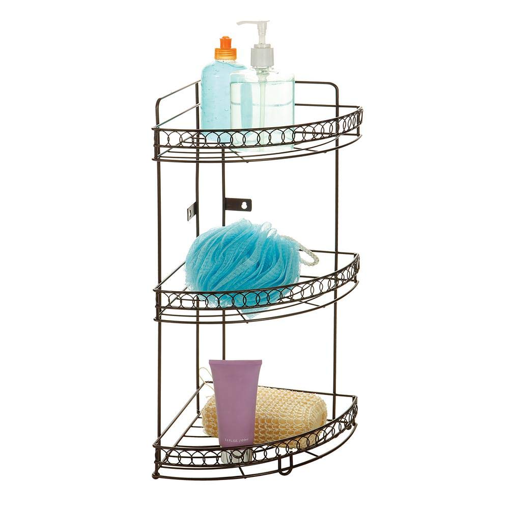 Bath Bliss 3 Tier Spa Tower, Bathroom Storage and Organization, Bronze Towel Stand (Model: 24202-RUST)