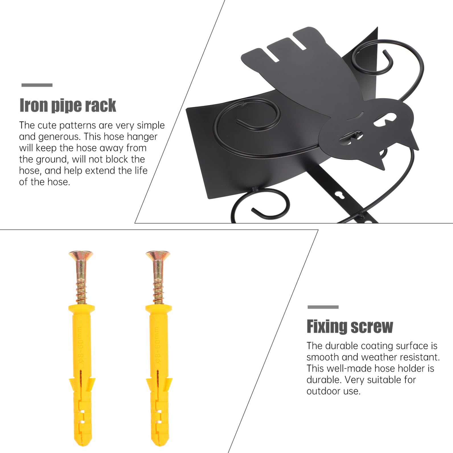 ifundom Support De Tuyau D'arrosage En Fer Créatif Pour Jardin Extérieur, Motif Chat, Étagère Tubulaire Résistante Aux Intempéries, Rangement Compact Pour Tuyau D'eau, Solide Et Stable