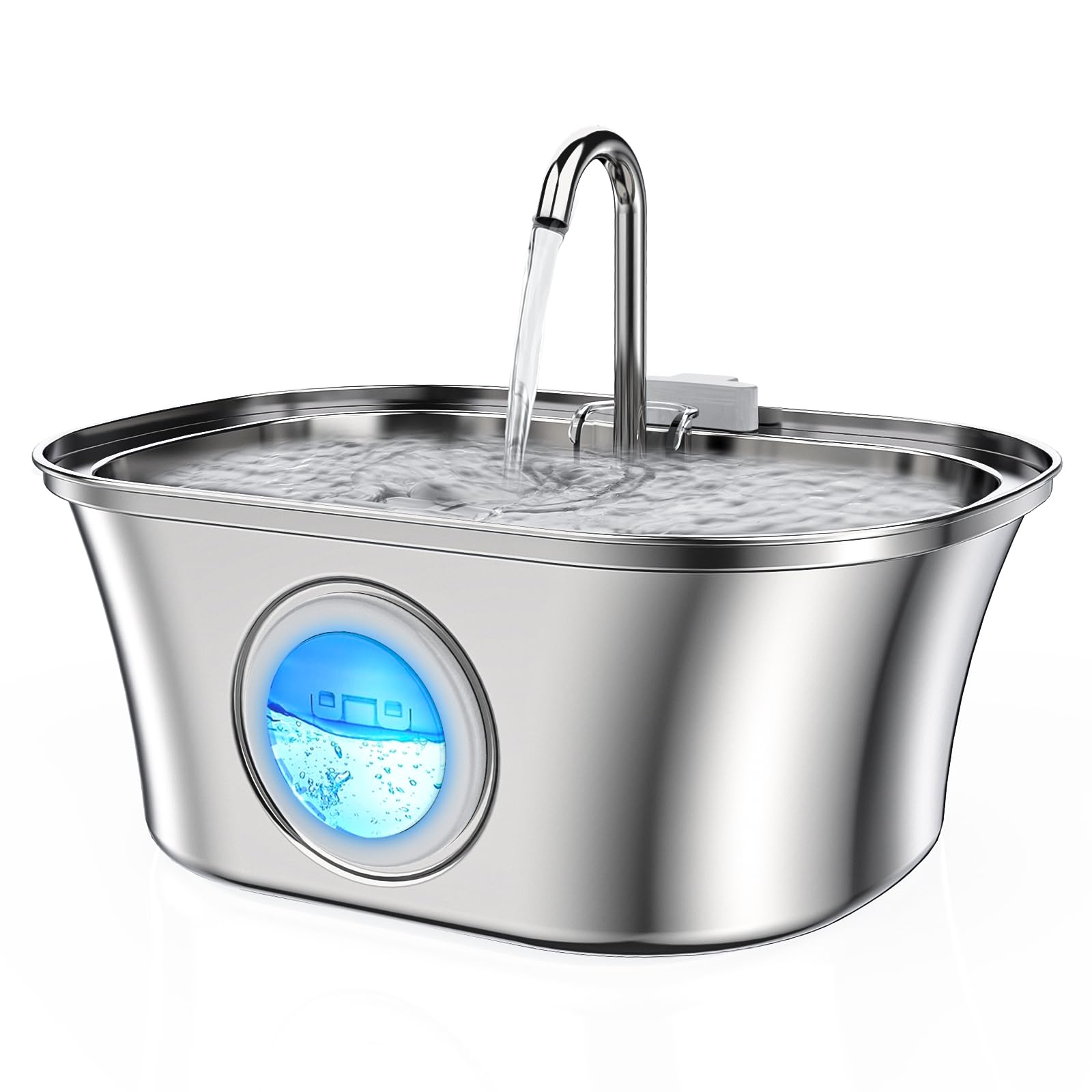 CatChews Cat Water Fountain, 108oz/3.2L Stainless Steel Pet Water Fountain with Water Level Window, Automatic Ultra Quiet Dog Water Dispenser, Dishwasher Safe Cat Fountain, Ideal for Cats and Dogs