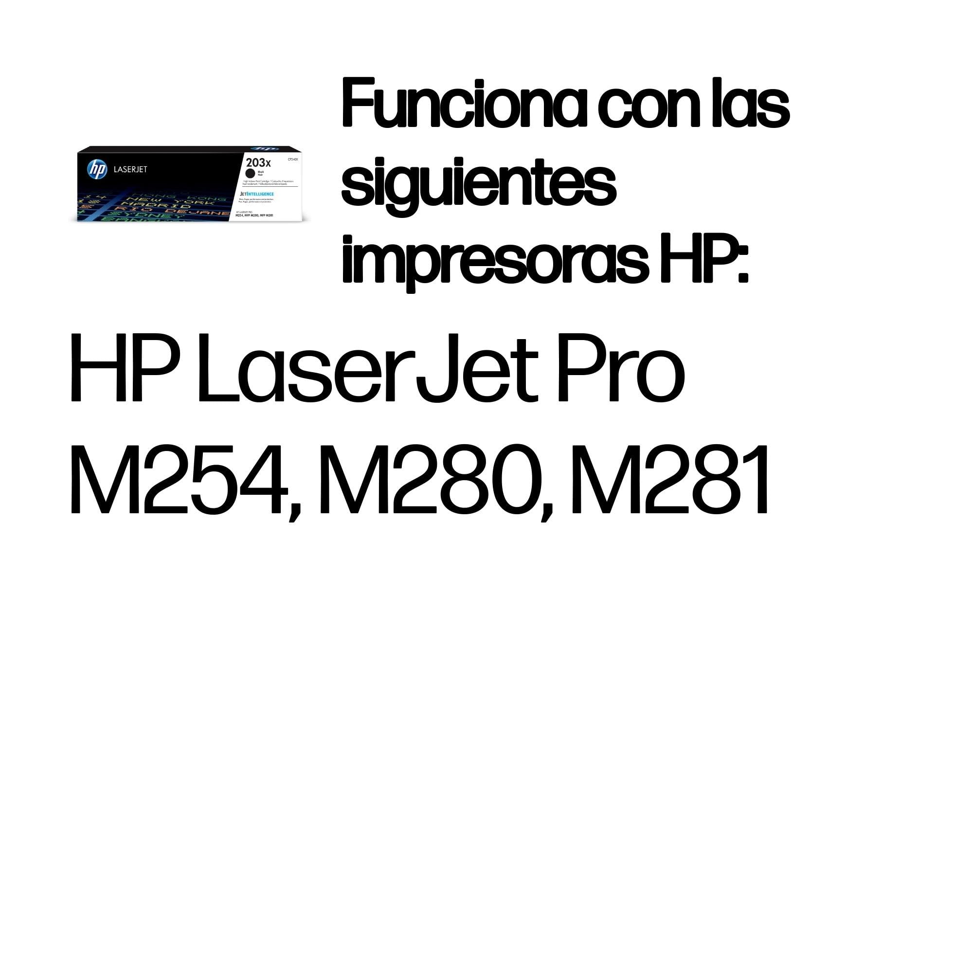 HP 203X CF540X Negro, Cartucho Tóner de Alta Capacidad Original, de 3.200 páginas, para impresoras Color LaserJet Pro Serie 254, 280 y 281