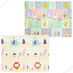 Tapete de Atividades Infantil Tatame Portátil dos Bebês e Crianças, Dupla Face, Dobrável, Macio, Gigante - Fácil de Guardar (LEÃOZINHO)