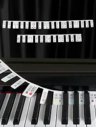 Etiquetas de notas de teclado de piano, guia de adesivos de teclado de piano de silicone para iniciantes, 61 teclas tamanho completo, sem necessidade de adesivos, reutilizáveis (coloridos)