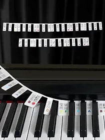 Etiquetas de notas de teclado de piano, guia de adesivos de teclado de piano de silicone para iniciantes, 61 teclas tamanho completo, sem necessidade de adesivos, reutilizáveis (coloridos)