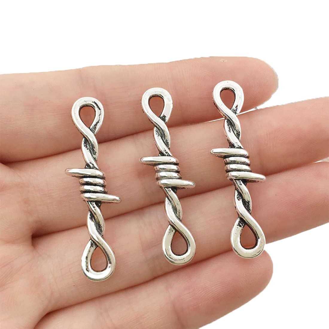 Photo 1 of Decoendiy 5PCS  Gothic Barbed Wire Thorns, Silver Alloy Thorns Pendant Accessories, Vintage Metal Connector Charms, for Jewelry Making DIY Bracelets Necklaces Crafts