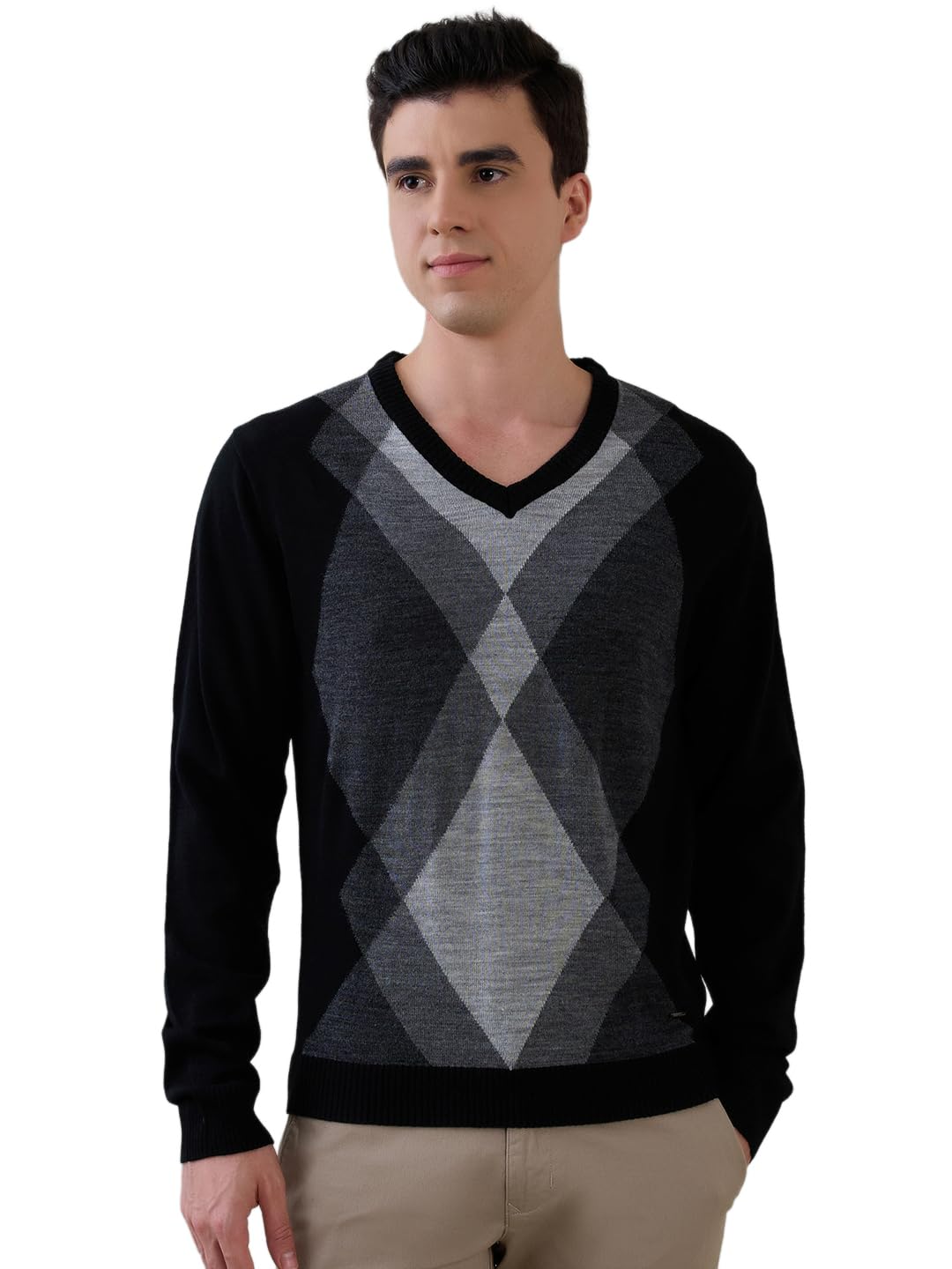 Men Regular Fit Structure Pattern Pure Acrylic Full Sleeve V Neck Casual Winter Wear Grey-image-26