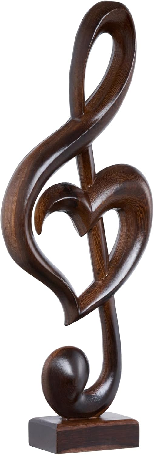 Handicraftviet Wooden Music Note, Handmade Heart-Shaped Treble Clef Music Note – Valentine’s Gift for Music Lovers, Couples, Music Teachers, Decorative Art (Music Heart, Black)