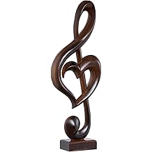 Handicraftviet Wooden Music Note, Handmade Heart-Shaped Treble Clef Music Note &ndash; Valentine&rsquo;s Gift for Music Lovers, Couples, Music Teachers, Decorative Art (Music Heart, Black)